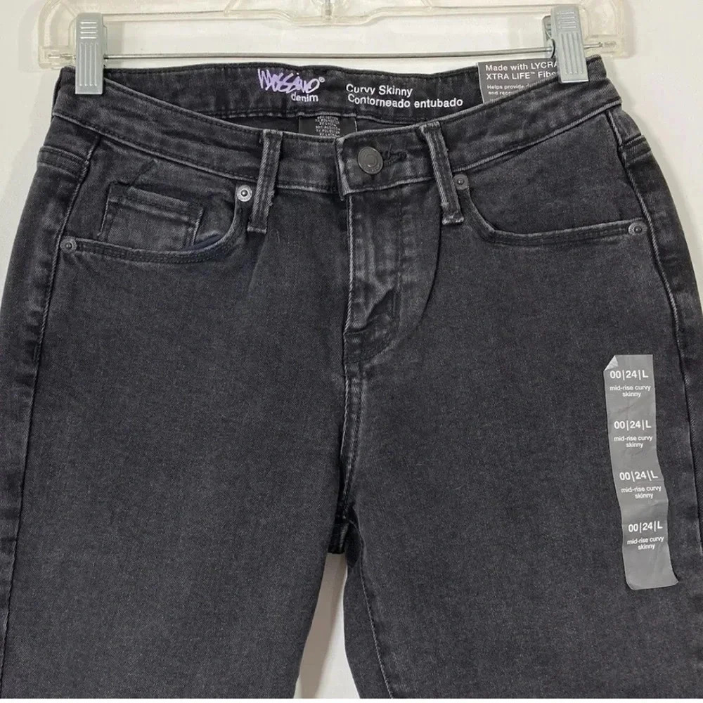 NWOT Mossimo Curvy Skinny Power Stretch Women Black Denim Jeans Size 00 … - Picture 3 of 10